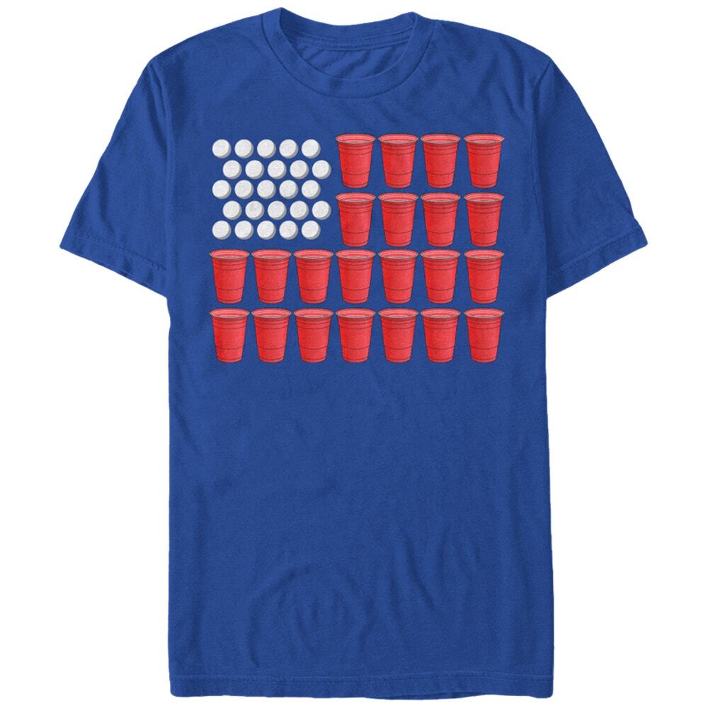 Beer Pong Graphic Tee Shirt Small Blue Red Solo Cup Lost Gods Unisex Crew‎ Neck